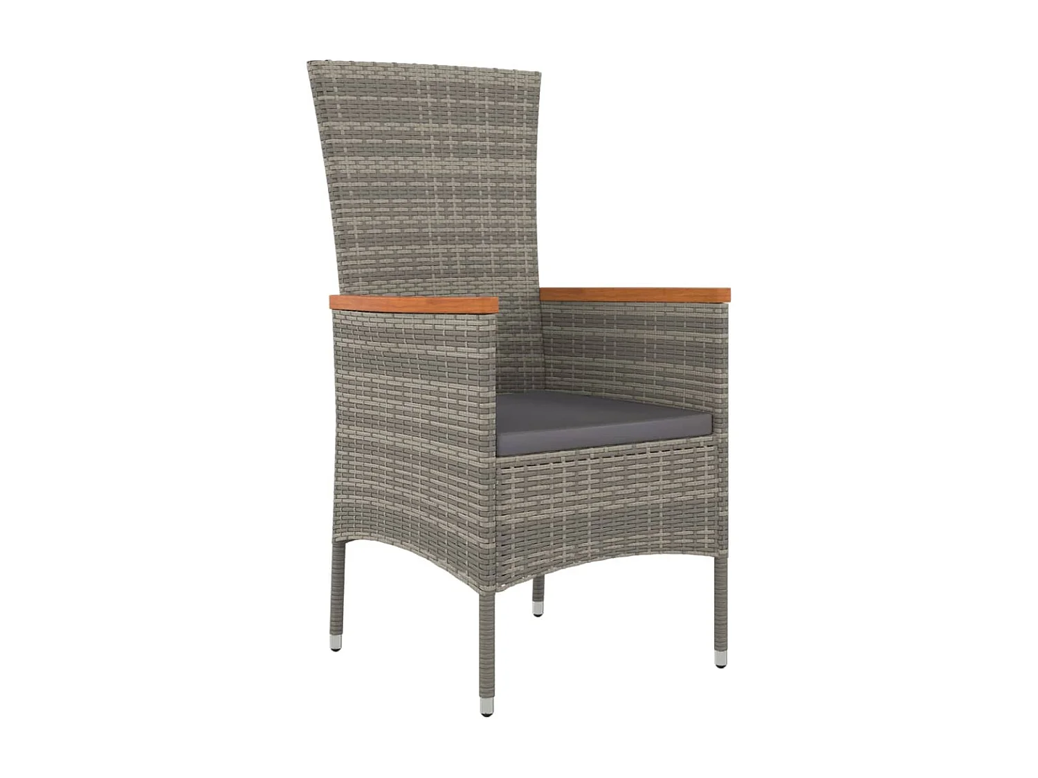 Set comedor de jardín 5 piezas con cojines ratán sintético gris