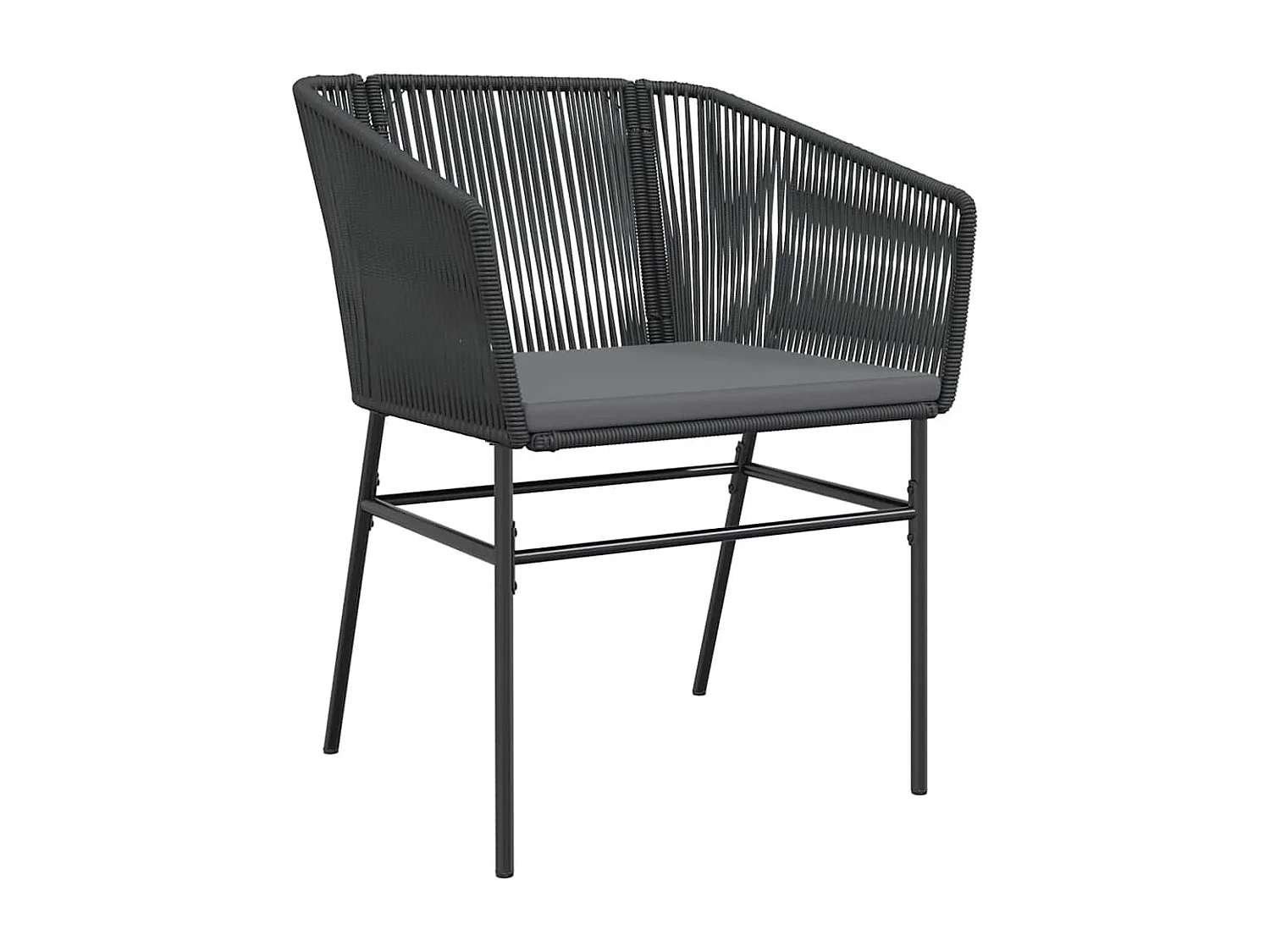 Juego de comedor jardín 5 piezas cojines ratán sintético negro