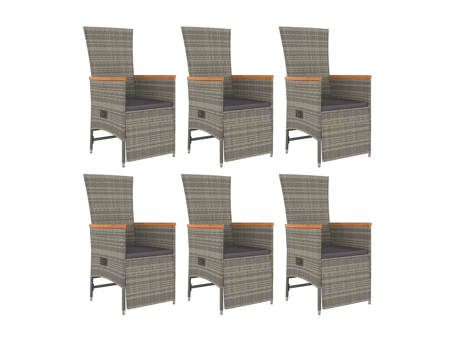 Ensemble à manger de jardin et coussins 7 pièces gris rotin