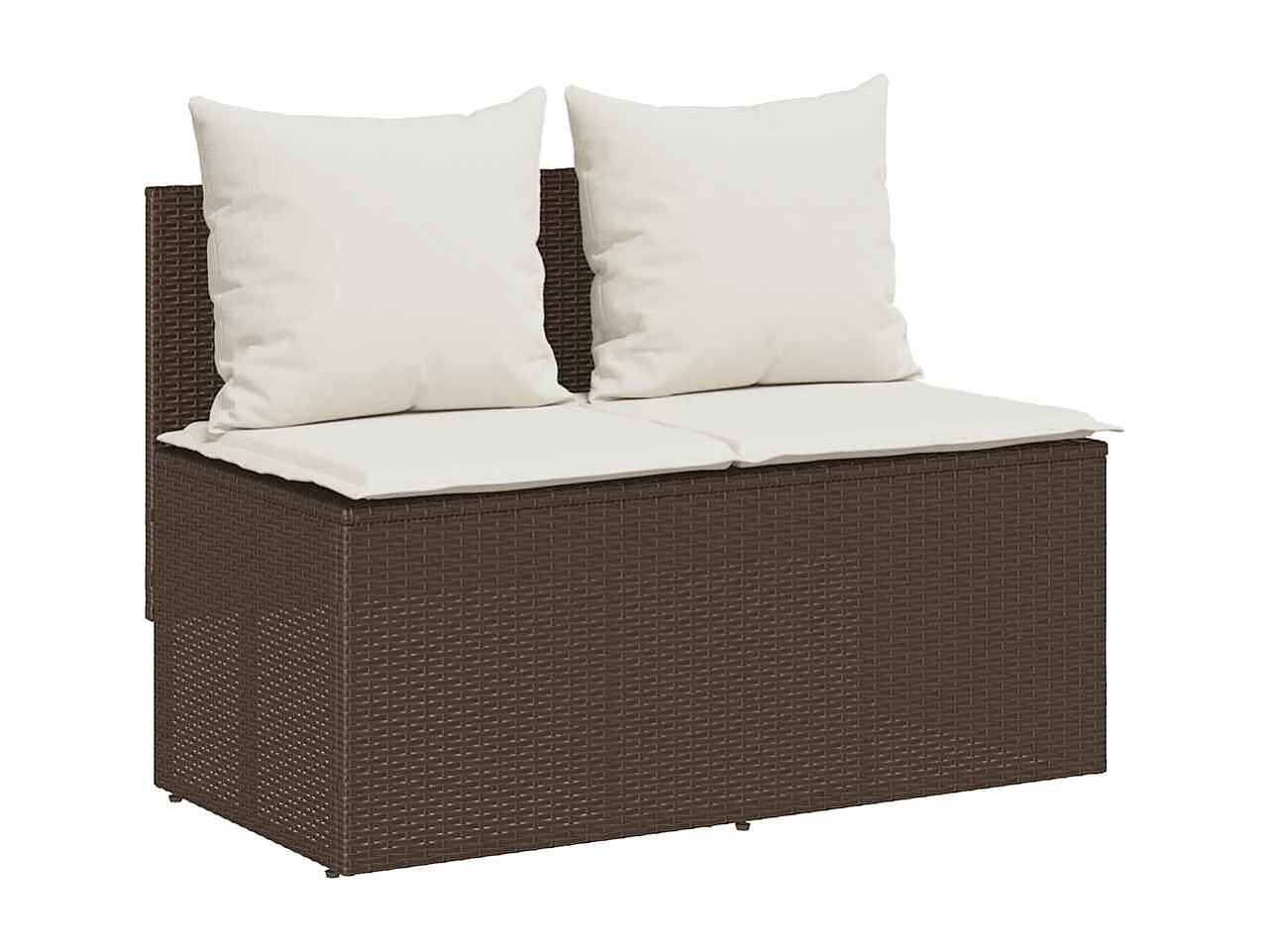 Set comedor de jardín 3 piezas y cojines ratán sintético marrón