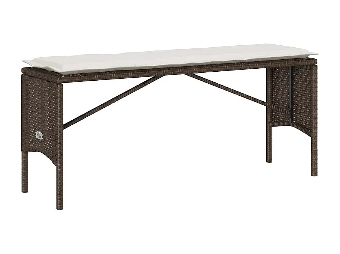 Set comedor de jardín 3 piezas y cojines ratán sintético marrón