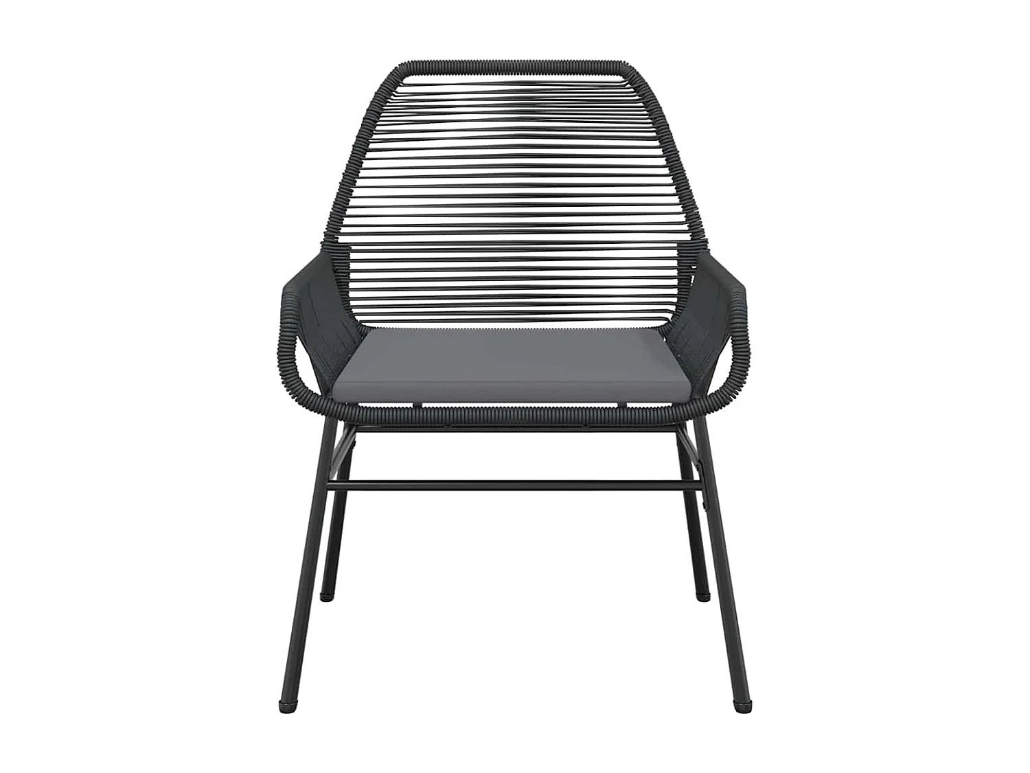 Juego de comedor jardín 5 piezas cojines ratán sintético negro