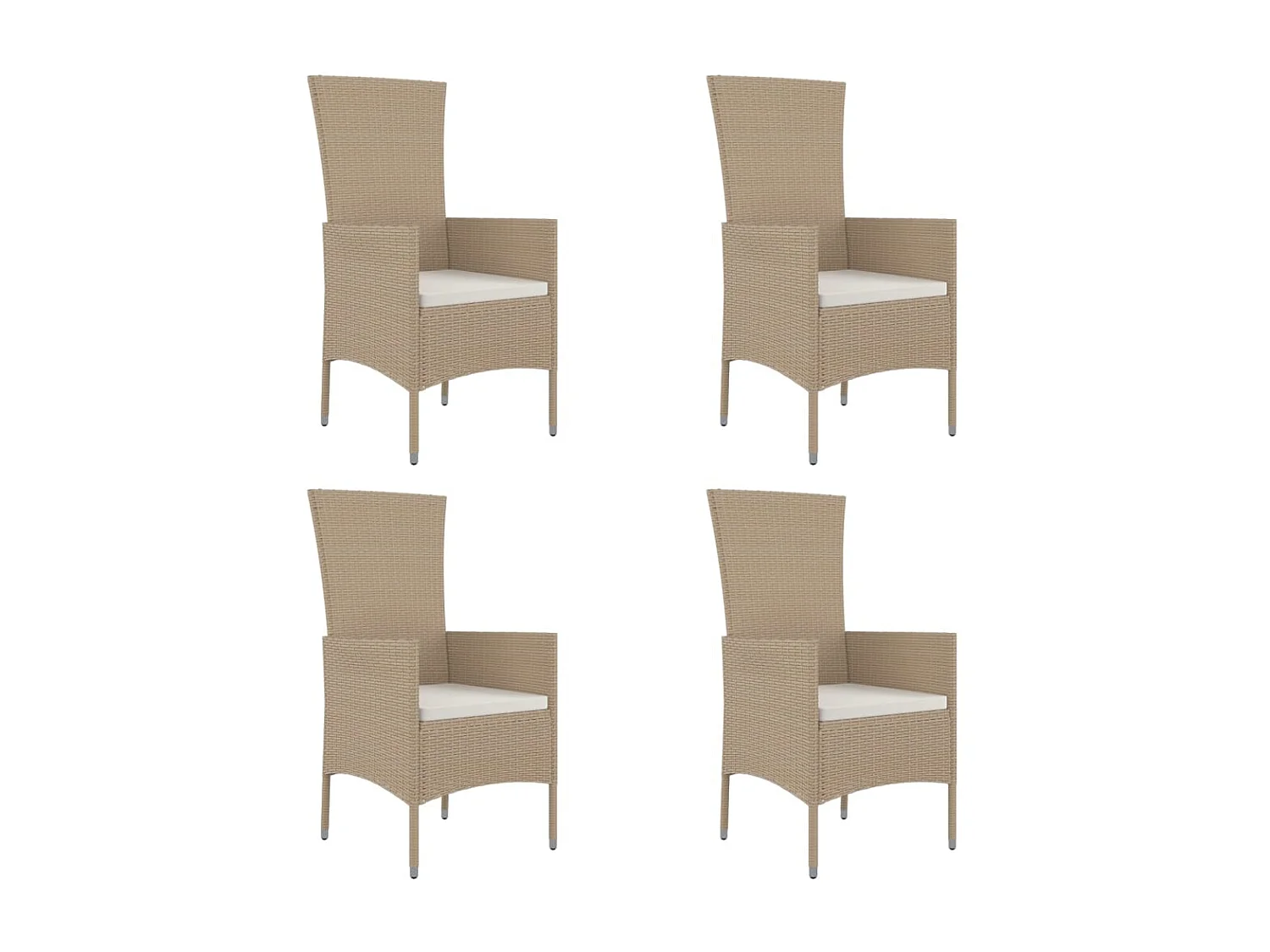 Set comedor de jardín 5 piezas con cojines ratán sintético beige