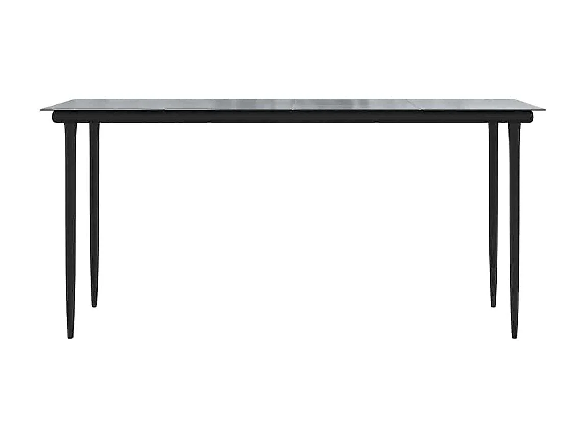 Ensemble à manger de jardin coussins 7pièces noir poly rotin verre