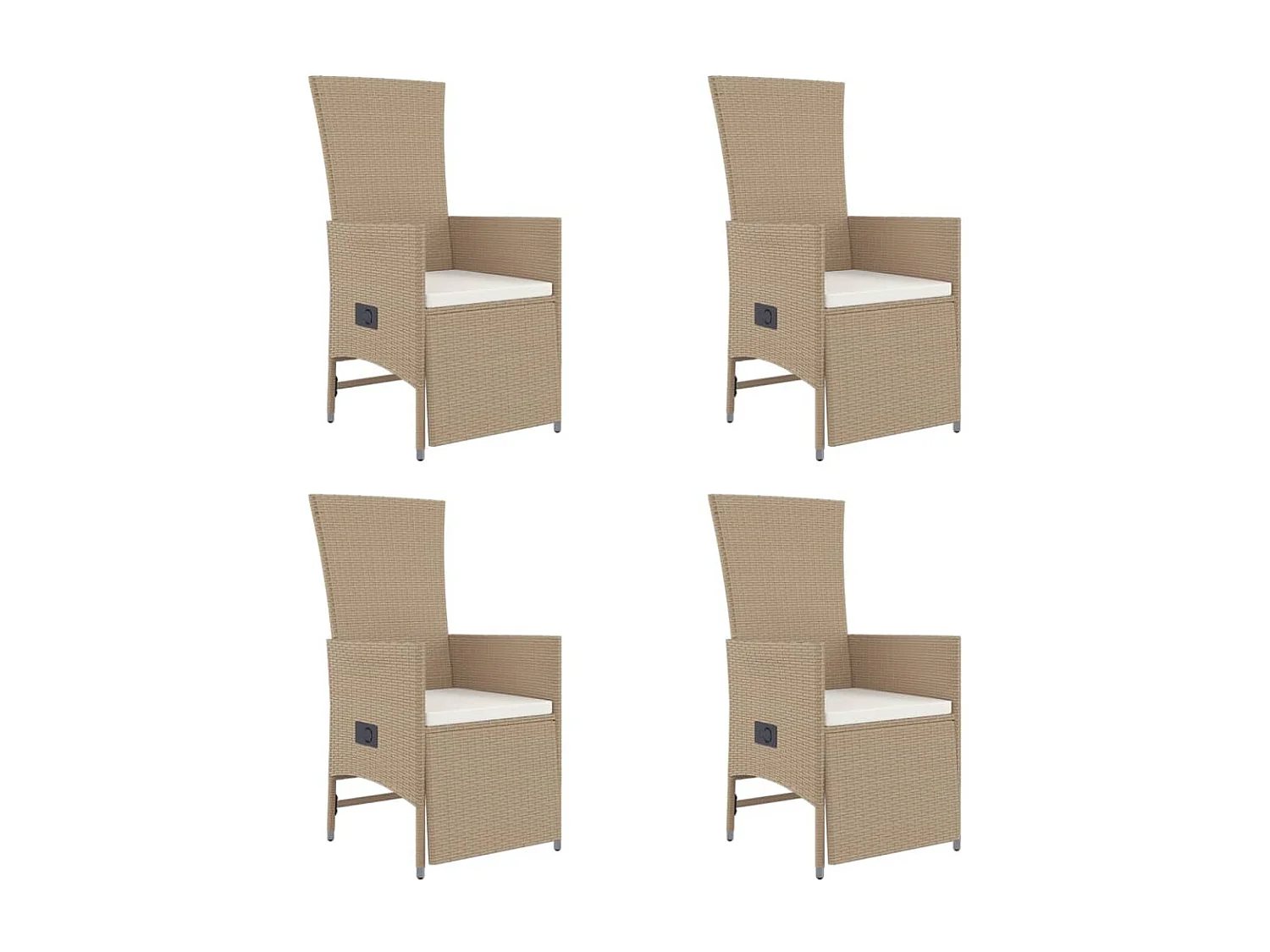 Ensemble à manger de jardin avec coussins 5 pièces Beige poly rotin