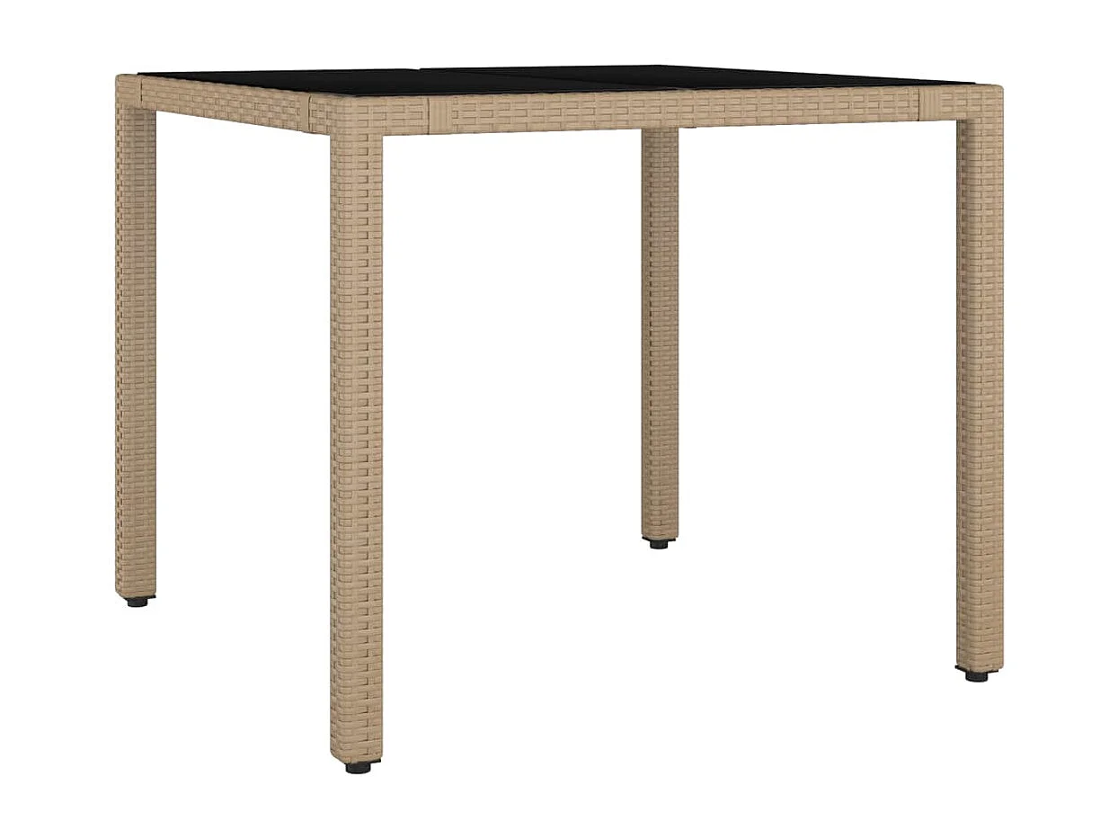 Ensemble à manger de jardin avec coussins 5 pièces Beige poly rotin