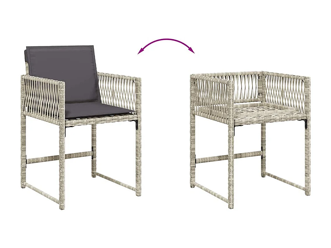 Set comedor de jardín 5 piezas cojines ratán sintético gris claro