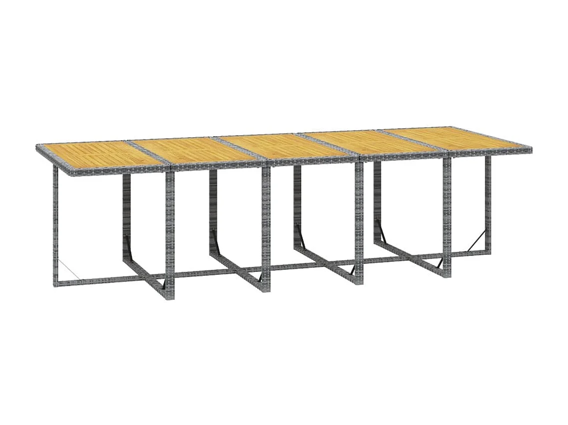 Set de comedor de jardín 11 piezas y cojines ratán sintético gris