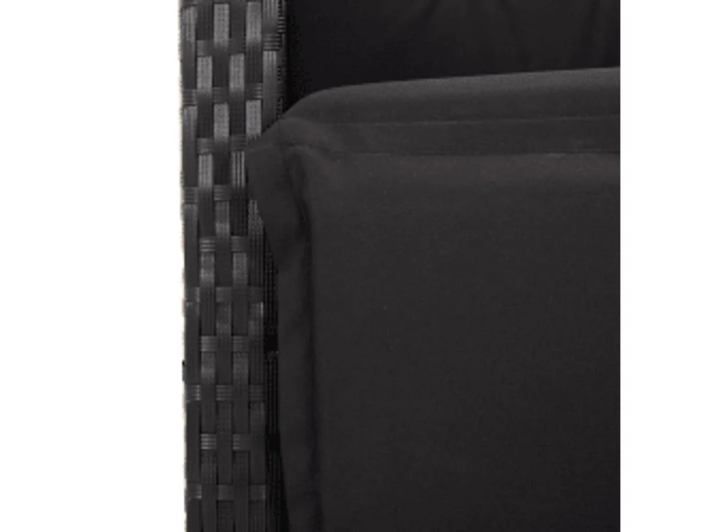 Ensemble à manger de jardin coussins 7pièces Noir Résine tressée