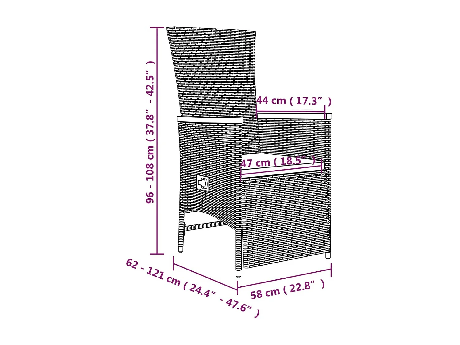 Set comedor de jardín 3 piezas con cojines ratán sintético gris