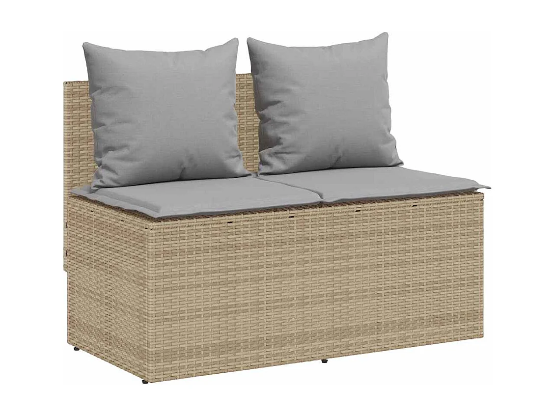 Set comedor de jardín 3 piezas con cojines ratán sintético beige
