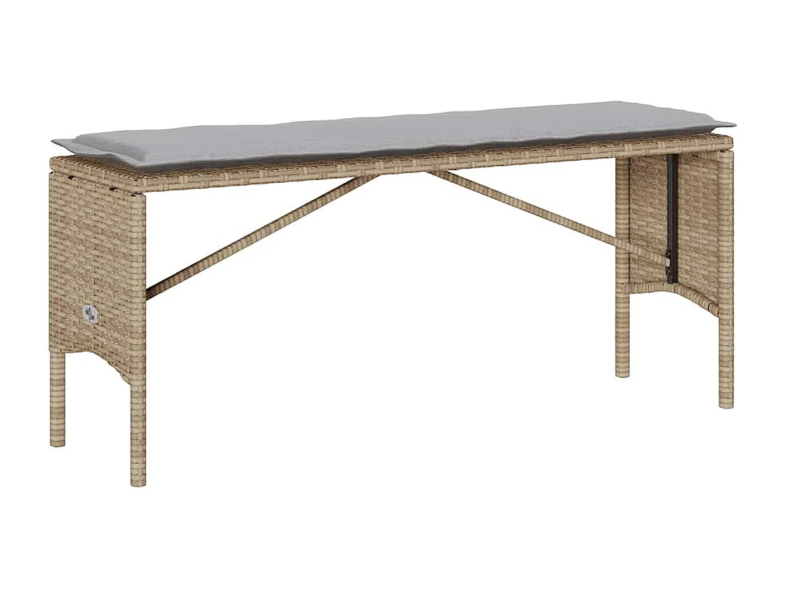 Set comedor de jardín 3 piezas con cojines ratán sintético beige