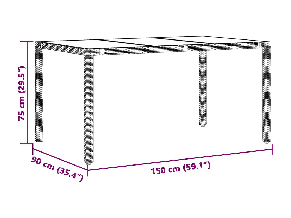 Set comedor de jardín 5 piezas y cojines ratán sintético marrón