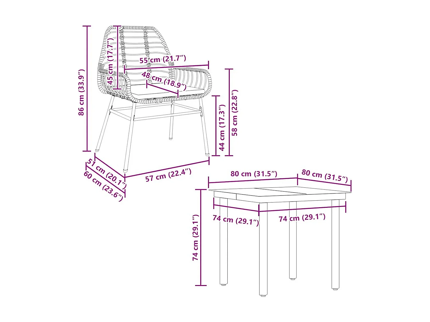 Juego de comedor jardín 5 piezas cojines ratán sintético marrón
