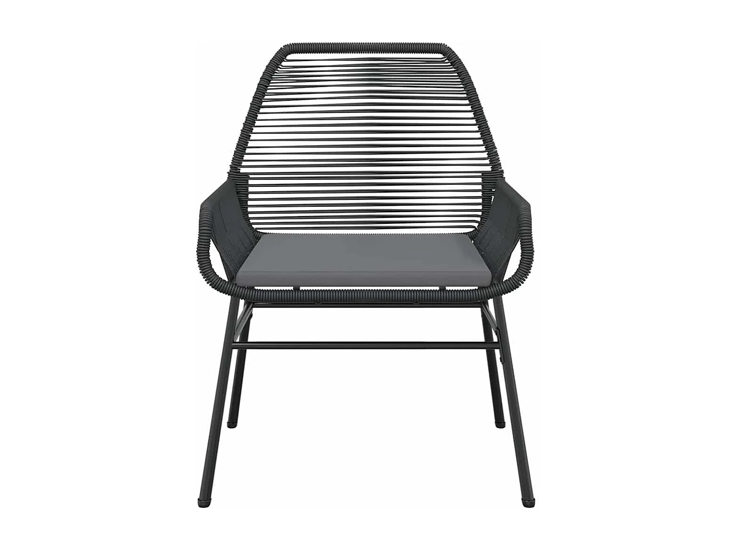 Ensemble à manger de jardin coussins 7pièces noir poly rotin verre