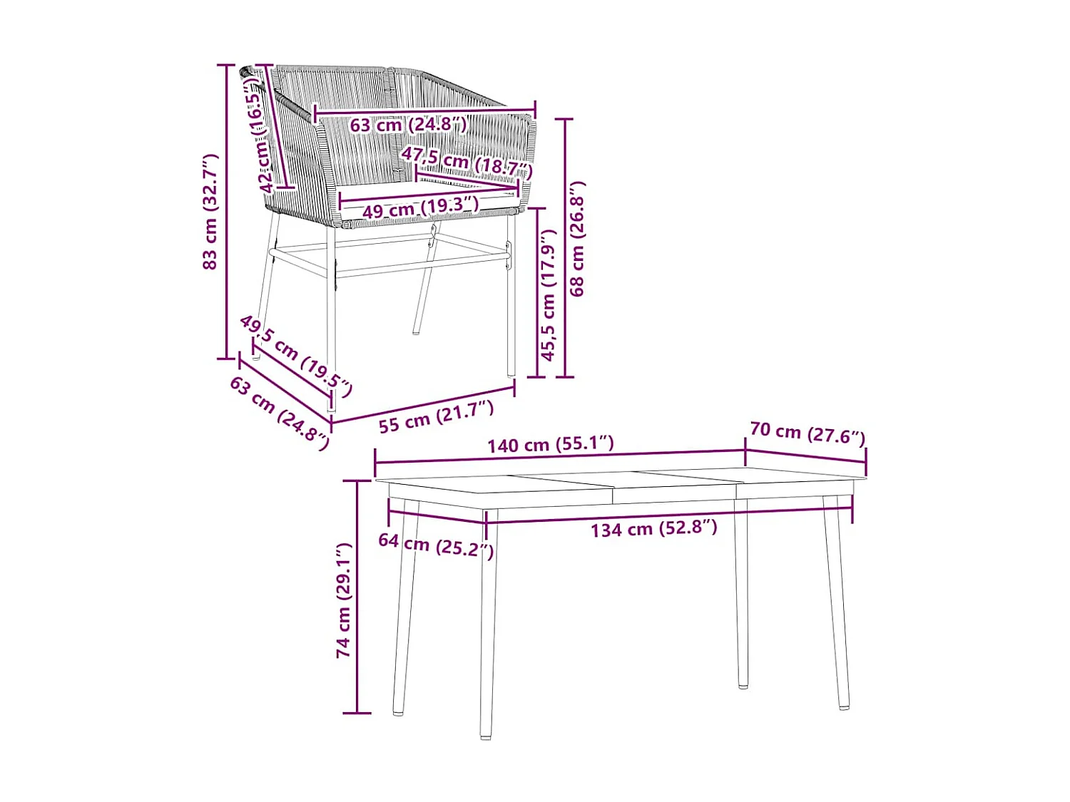 Juego comedor jardín 5 piezas cojines ratán sintético vidrio gris