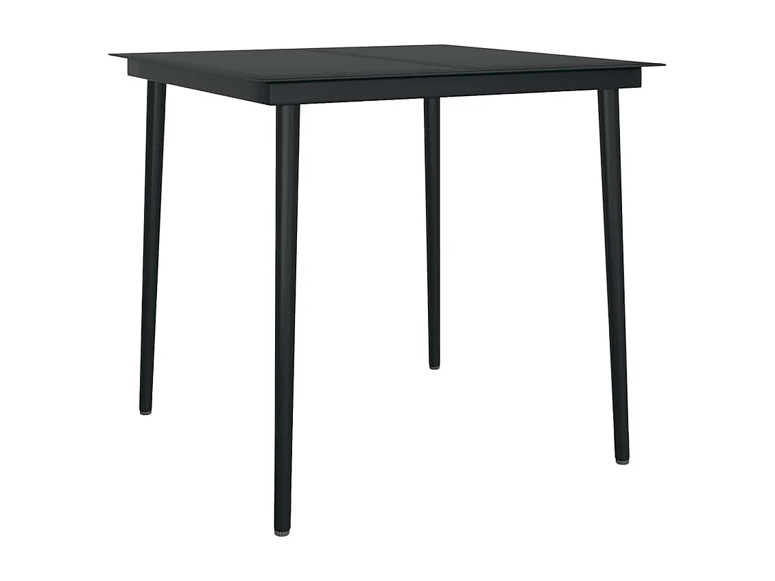 Ensemble à manger de jardin et coussins 3 pièces noir rotin verre