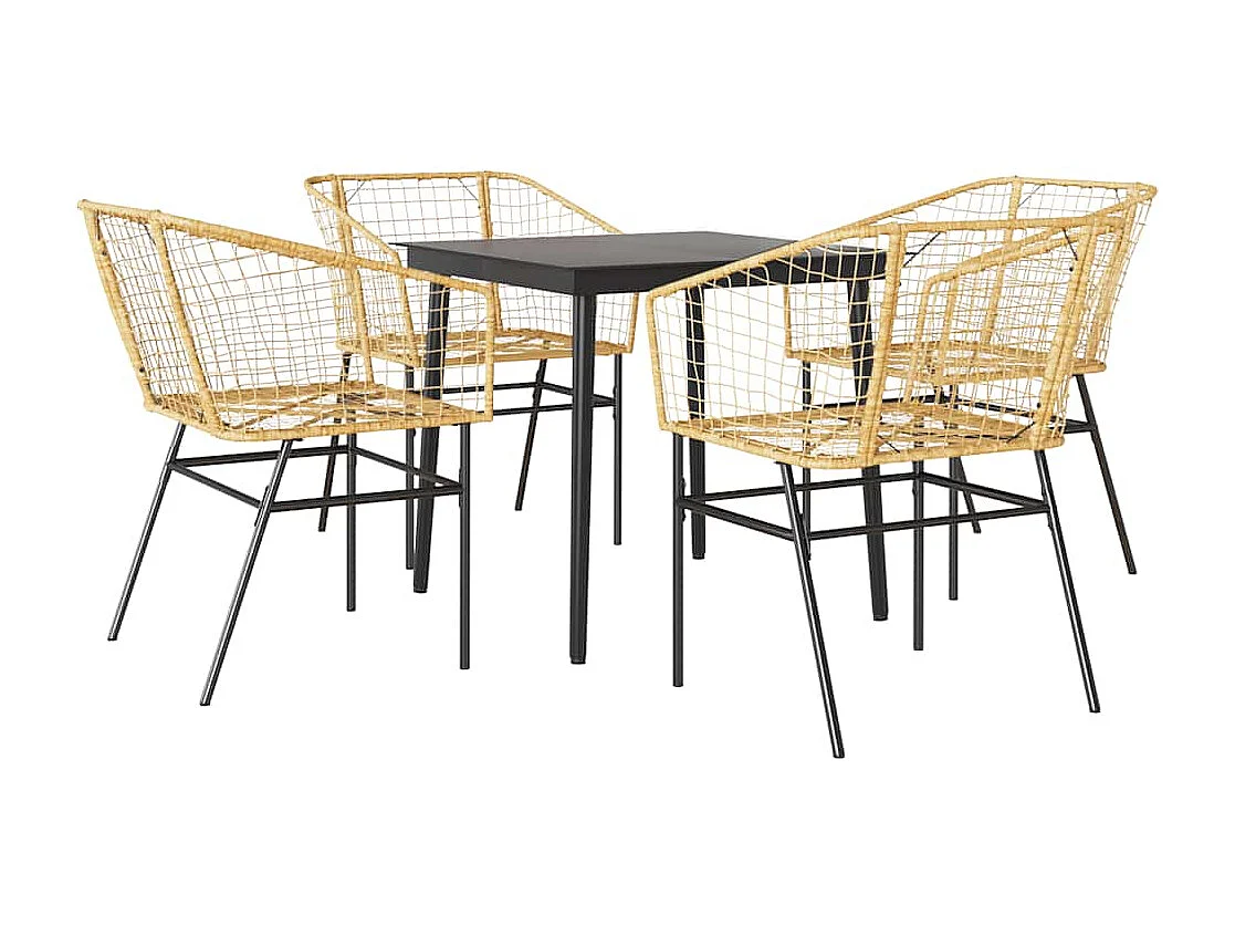 Juego de comedor jardín 5 piezas ratán sintético marrón