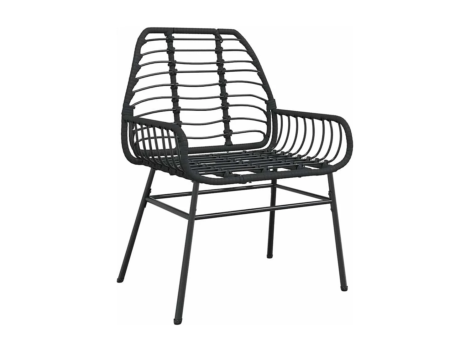 Juego de comedor jardín 5 piezas ratán sintético vidrio negro