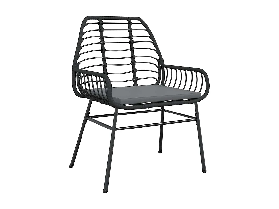 Juego de comedor jardín 5 piezas cojines ratán sintético negro