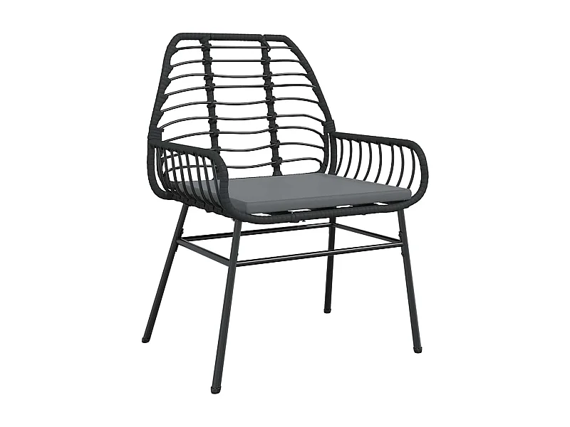 Juego de comedor jardín 5 piezas cojines ratán sintético negro