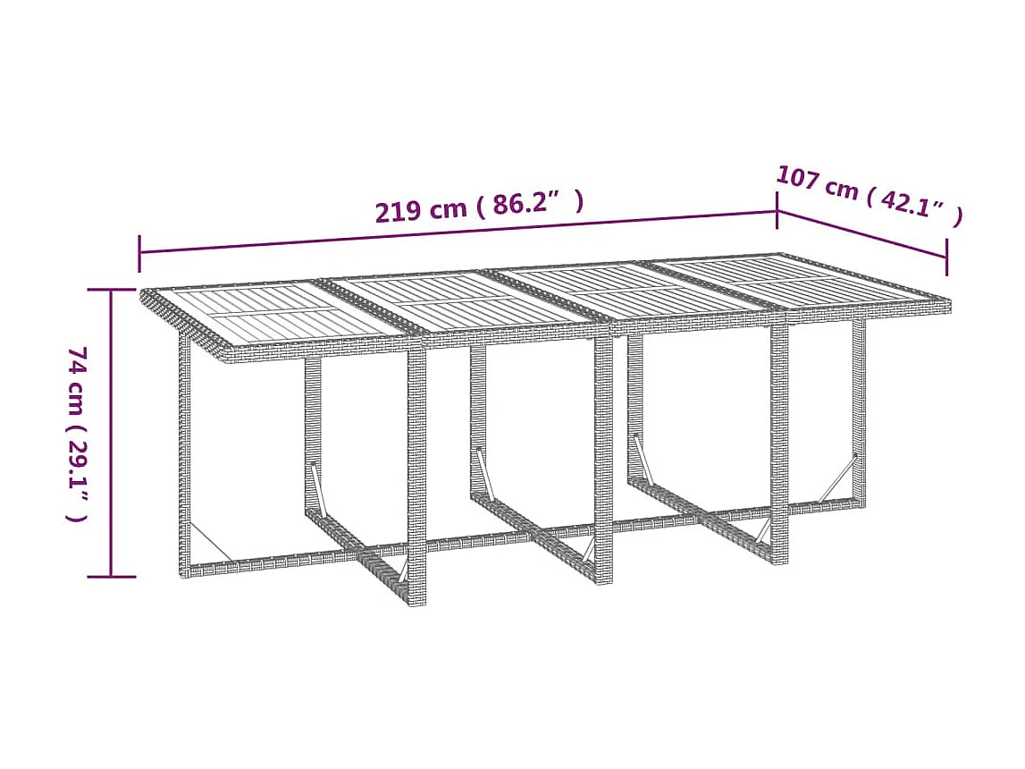 Set comedor jardín 9 piezas y cojines ratán sintético gris