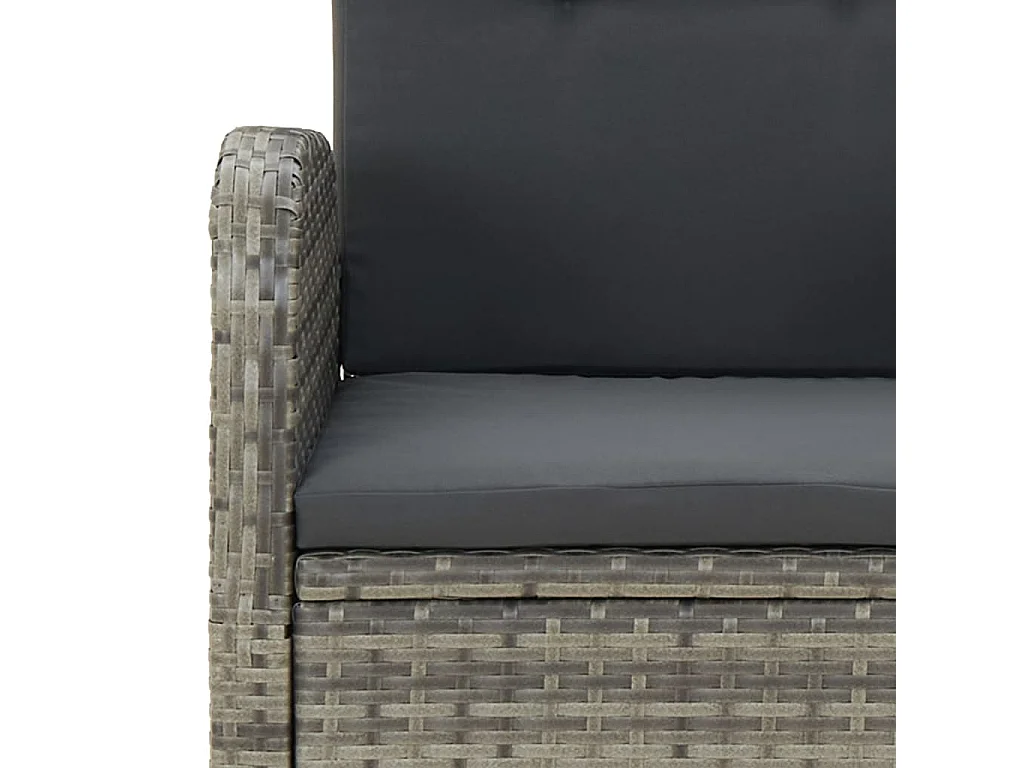 Ensemble à manger de jardin 9 pièces coussins gris résine tressée