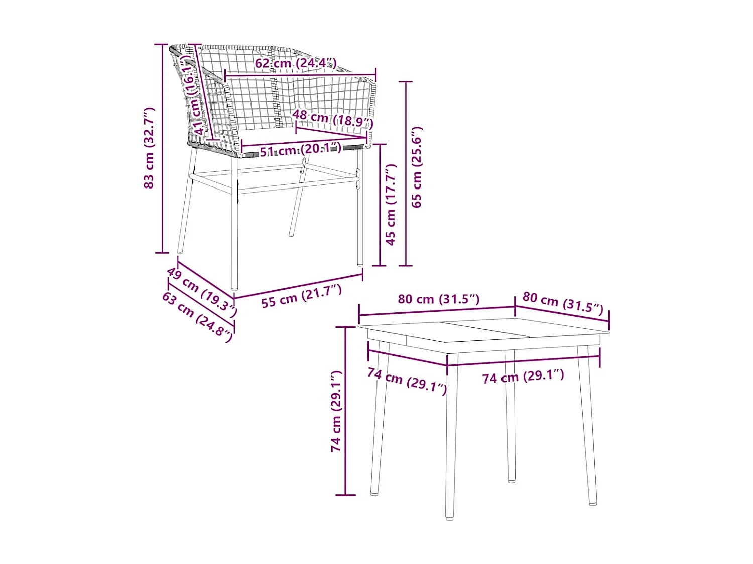 Juego de comedor jardín 5 piezas cojines ratán sintético negro