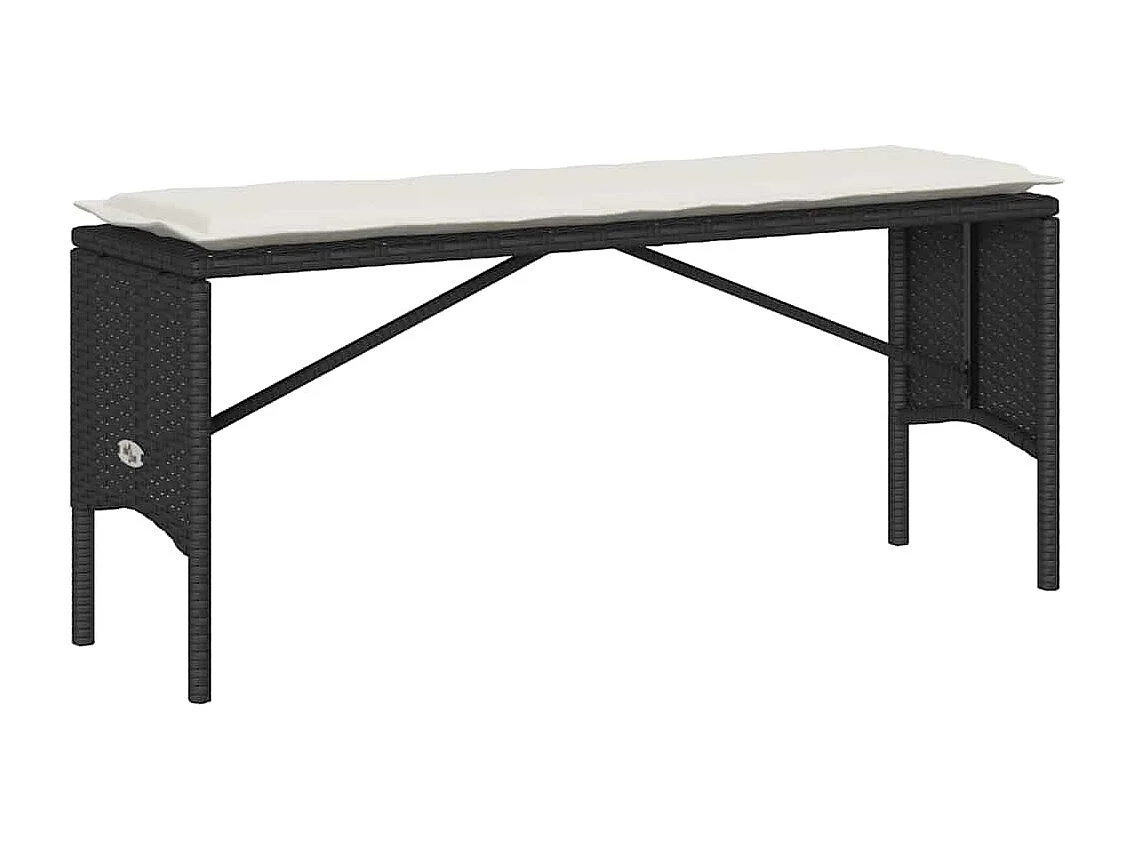 Set comedor de jardín 3 piezas con cojines ratán sintético negro