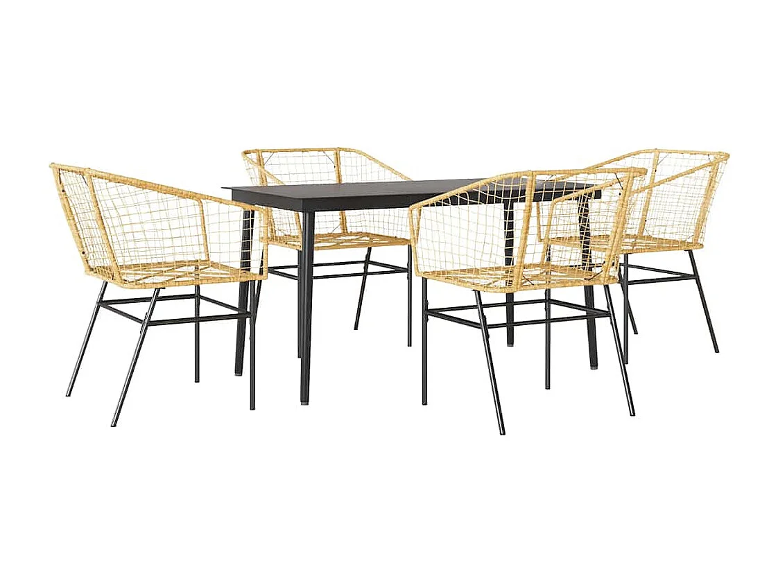 Juego de comedor jardín 5 piezas ratán sintético marrón