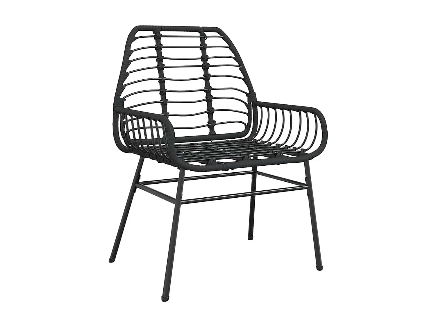 Juego de comedor jardín 5 piezas ratán sintético vidrio negro