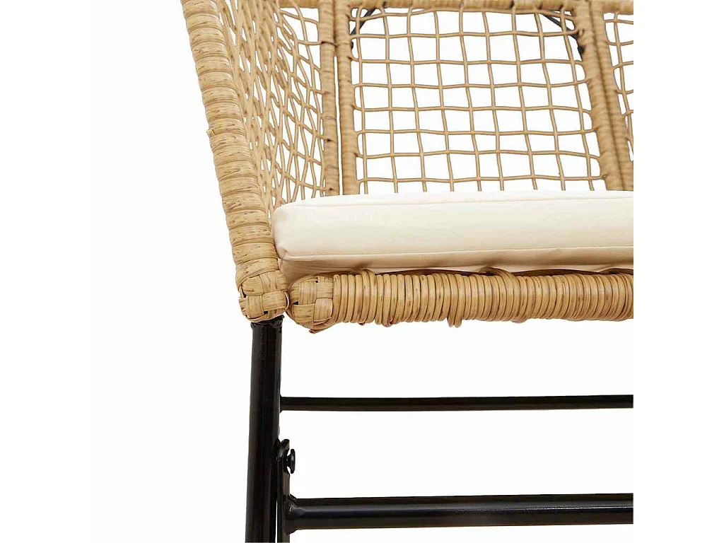 Juego de comedor jardín 3 piezas cojines ratán sintético marrón