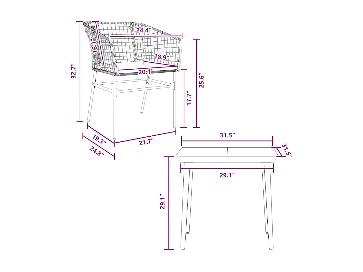 Juego de comedor jardín 3 piezas cojines ratán sintético marrón