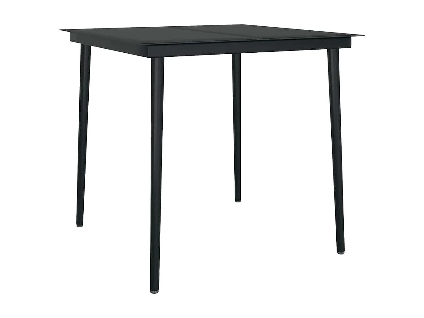 Ensemble à manger de jardin 5 pièces noir résine tressée verre