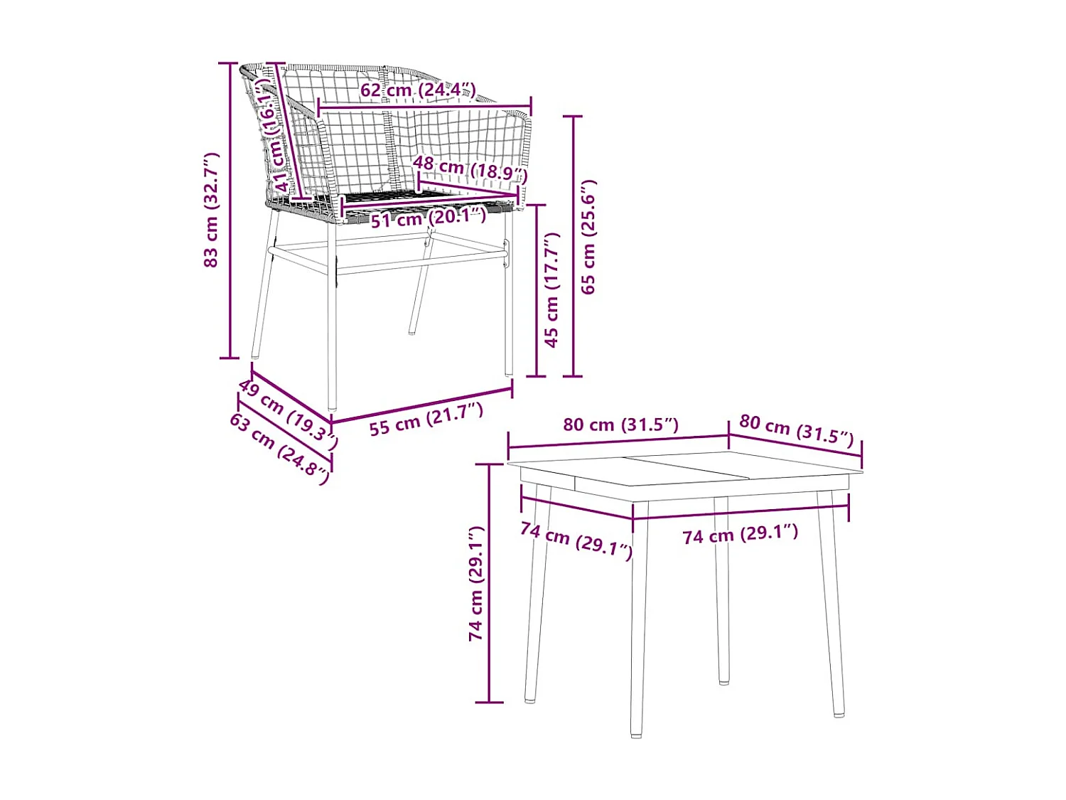 Ensemble à manger de jardin 5 pièces noir résine tressée verre