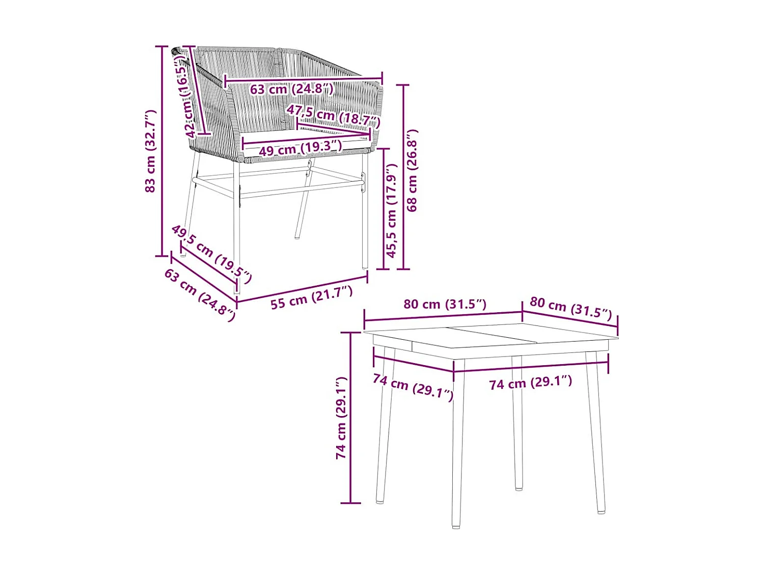 Juego de comedor jardín 5 piezas cojines ratán sintético negro