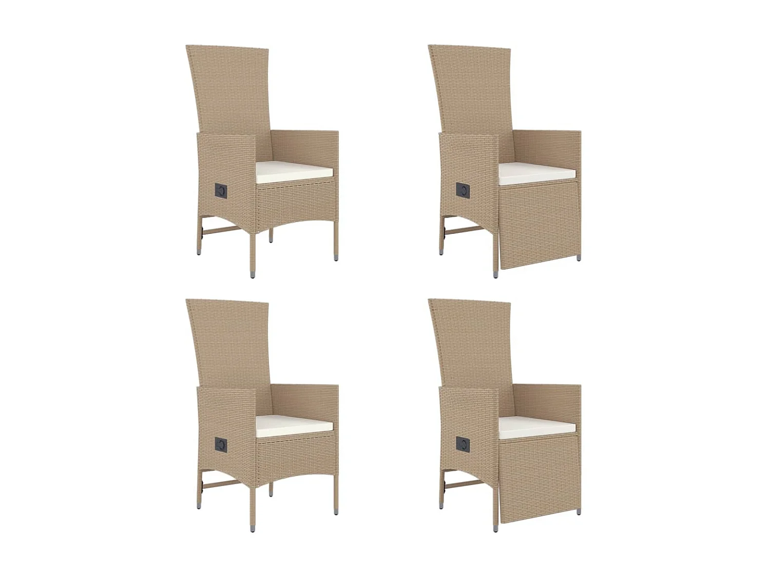 Ensemble à manger de jardin avec coussins 5 pièces Beige poly rotin