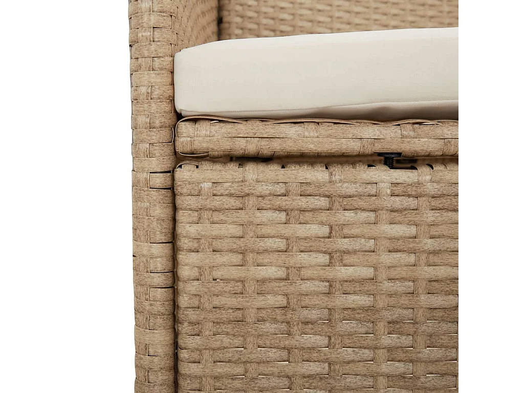 Ensemble à manger de jardin avec coussins 5 pièces Beige poly rotin