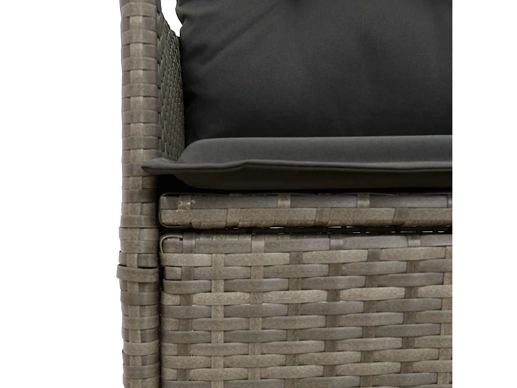 Ensemble à manger de jardin et coussins 7 pièces gris rotin