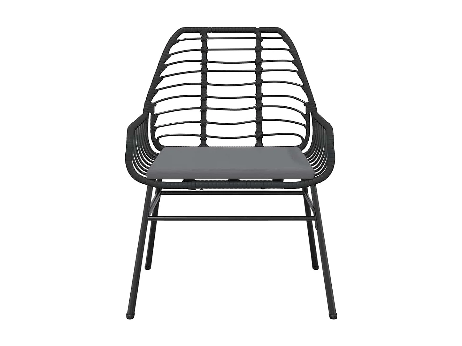 Ensemble à manger de jardin et coussins 3 pièces noir rotin verre