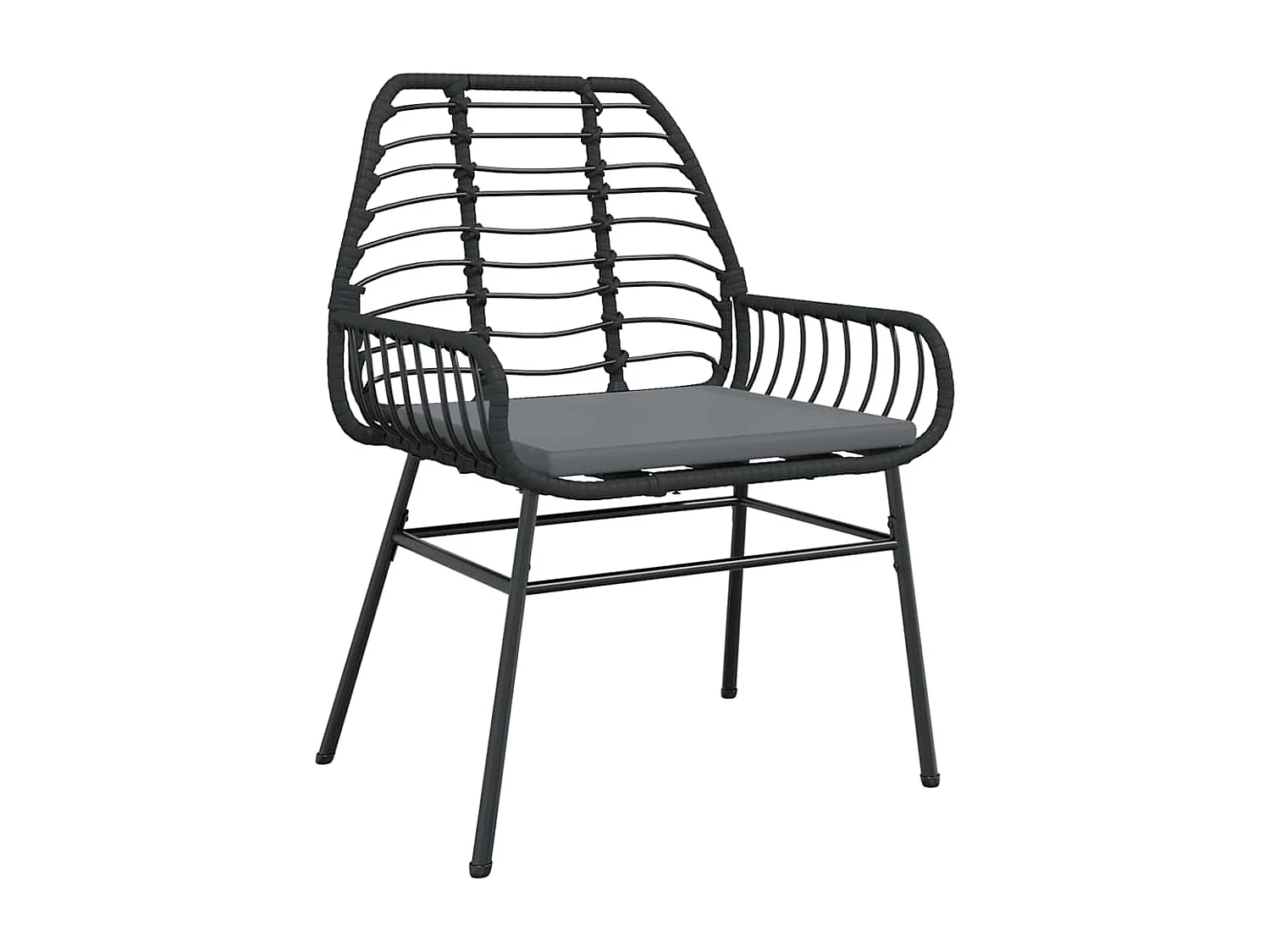 Ensemble à manger de jardin et coussins 5 pièces noir rotin verre