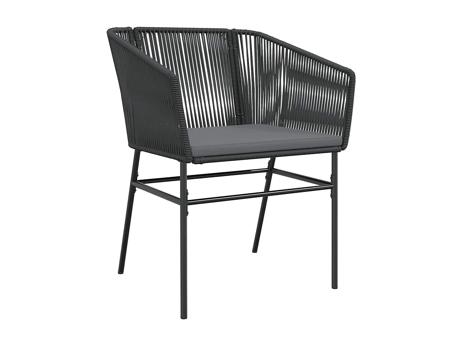 Juego de comedor jardín 5 piezas cojines ratán sintético negro