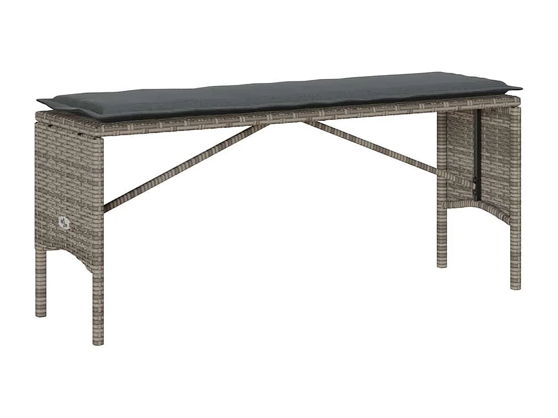 Set comedor de jardín 3 piezas con cojines ratán sintético gris