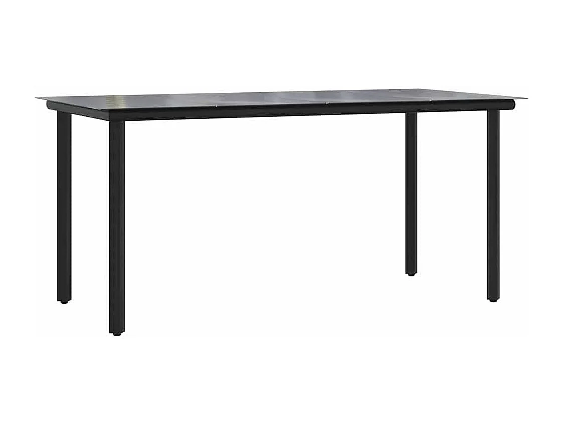 Juego de comedor jardín 5 piezas cojines ratán sintético negro