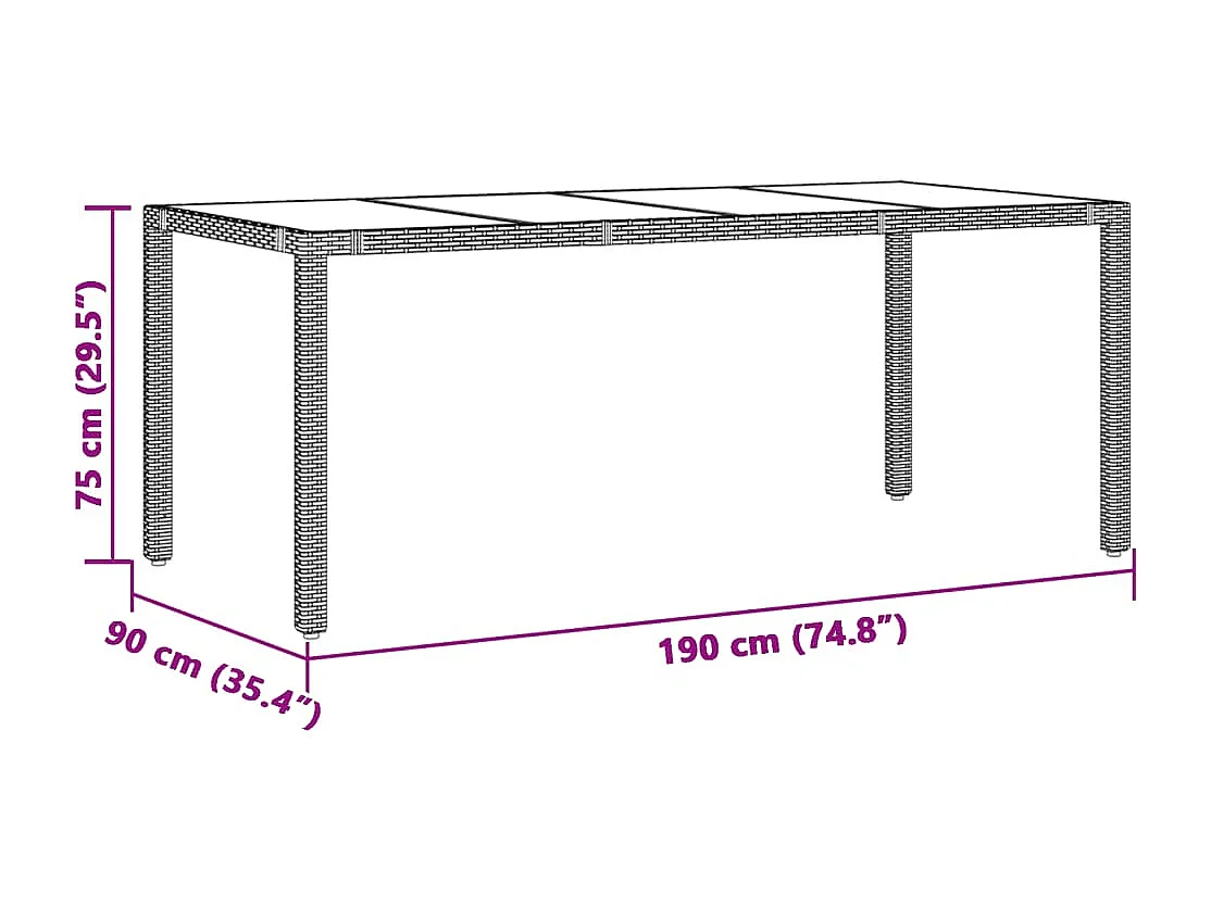 Ensemble à manger de jardin et coussins 7 pièces gris rotin