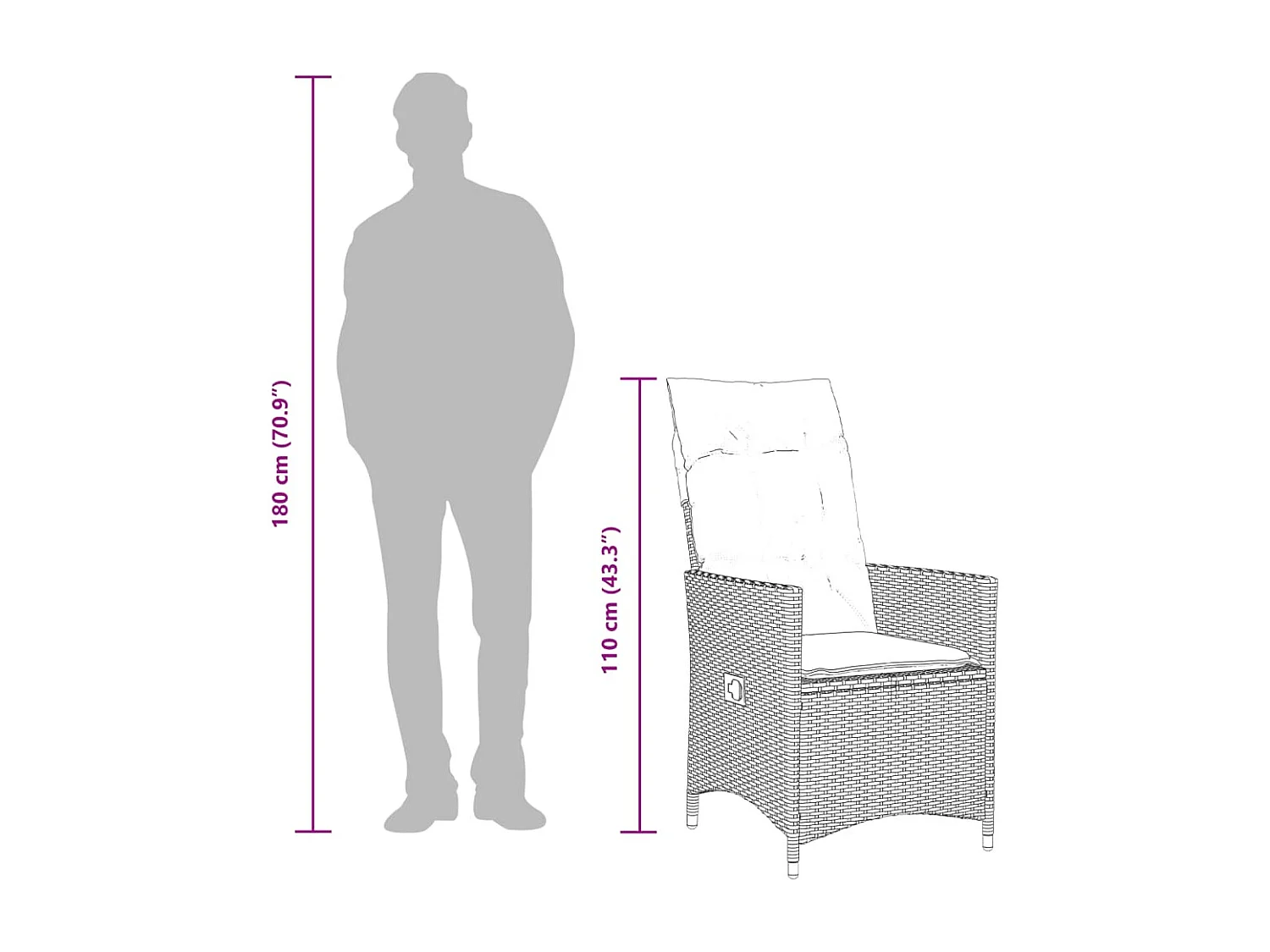 Ensemble à manger de jardin et coussins 7 pièces gris rotin