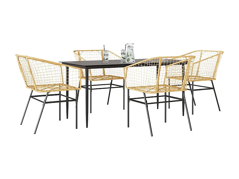 Juego de comedor jardín 5 piezas ratán sintético marrón