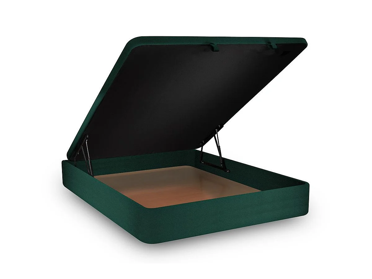 Lit coffre 160x200cm avec tête de lit tapissier Velours Vert - Hauteur totale : 39cm