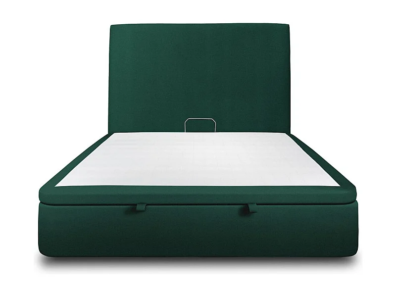 Lit coffre 160x200cm avec tête de lit tapissier Velours Vert - Hauteur totale : 39cm
