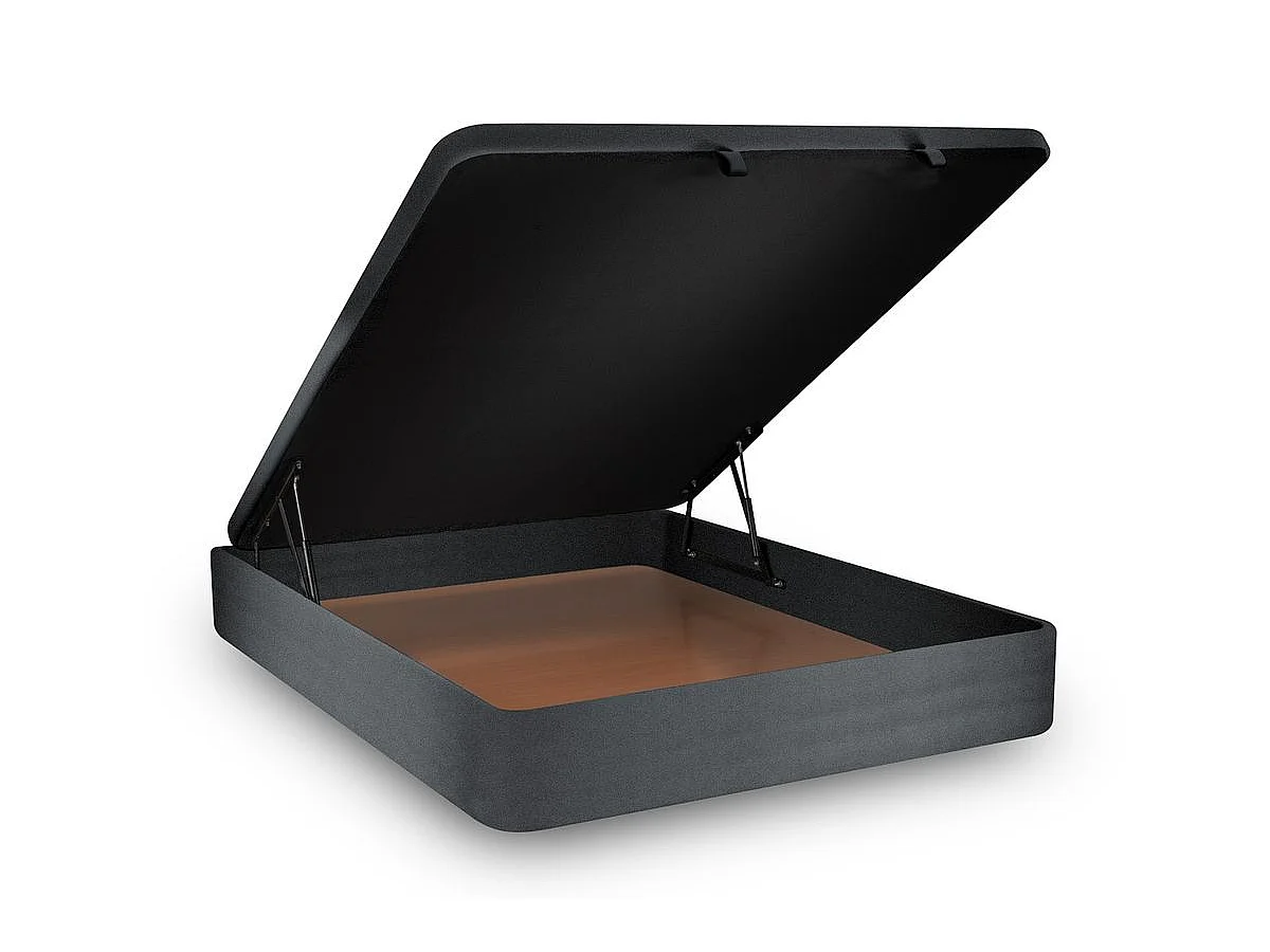 Lit coffre 160x200cm avec tête de lit tapissier Velours Gris anthracite - Hauteur totale : 39cm